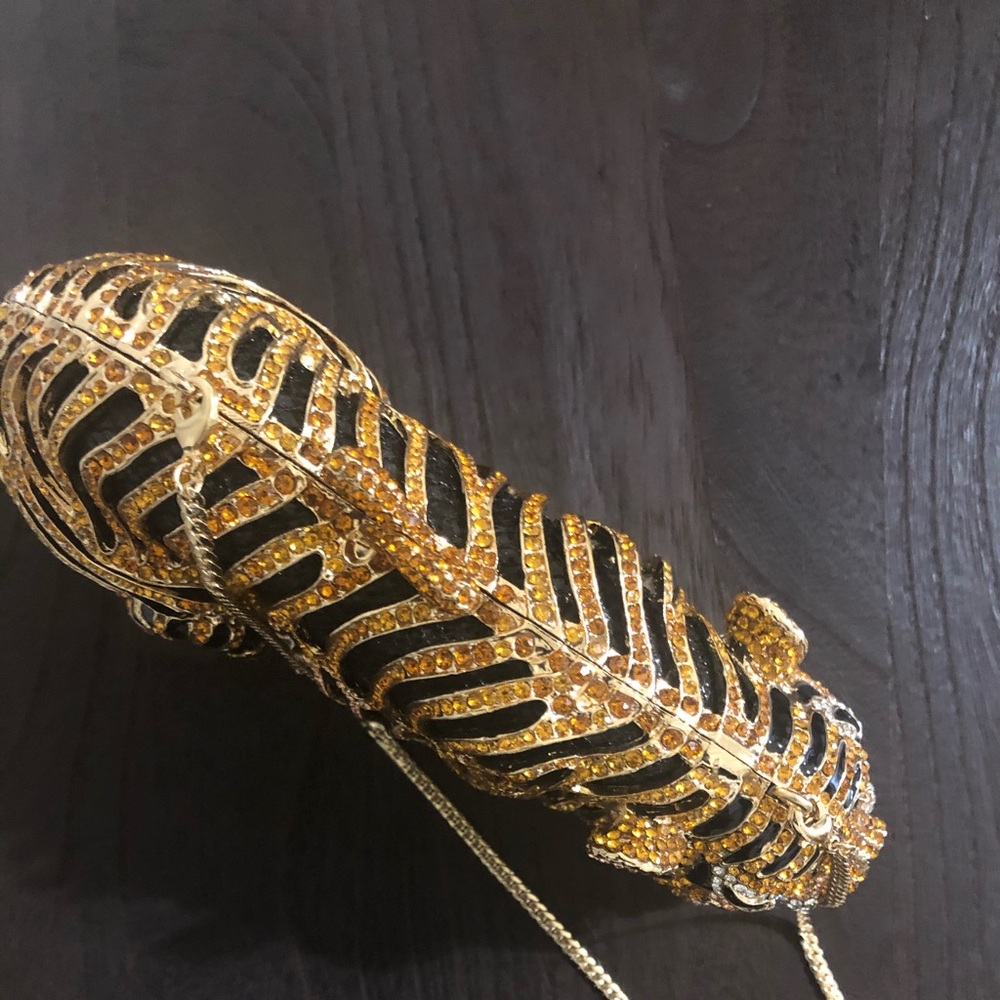 LUXURY TIGER CRYSTAL EVENING LEOPARD EVENING BAG!